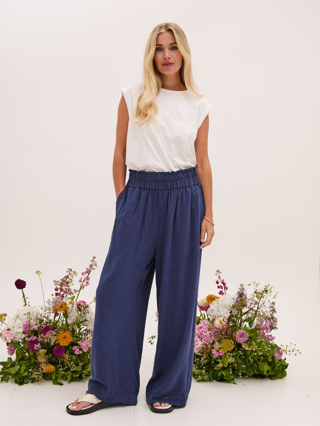Ria Navy Textured Culottes by Fika - Bare Fashion