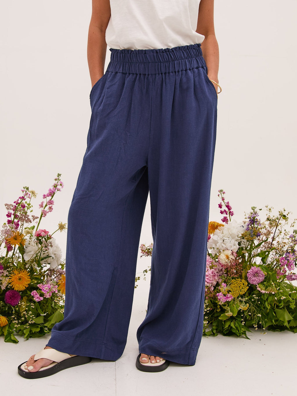 Ria Navy Textured Culottes by Fika - Bare Fashion