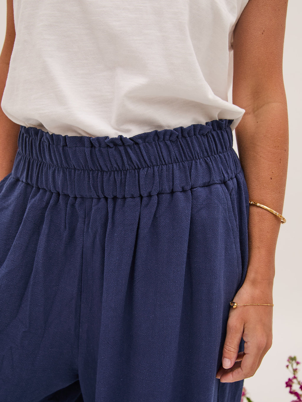 Ria Navy Textured Culottes by Fika - Bare Fashion
