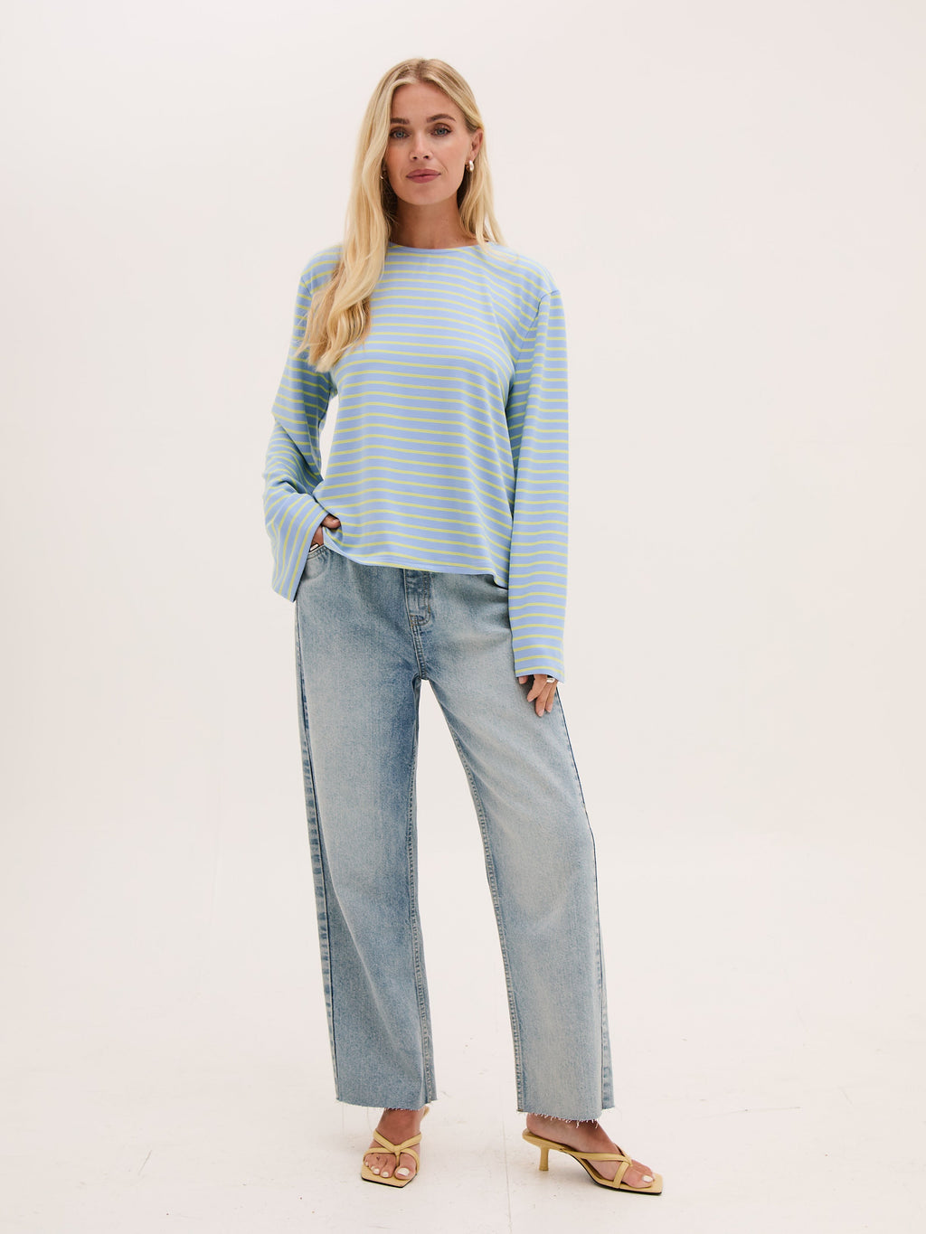 Celine Blue & Yellow Stripe Super Soft Top by Fika - Bare Fashion