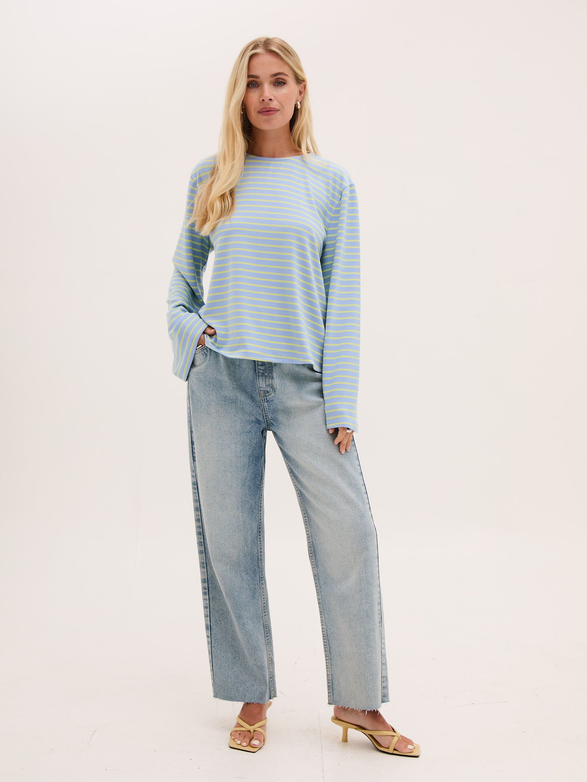 Celine Blue & Yellow Stripe Super Soft Top by Fika - Bare Fashion