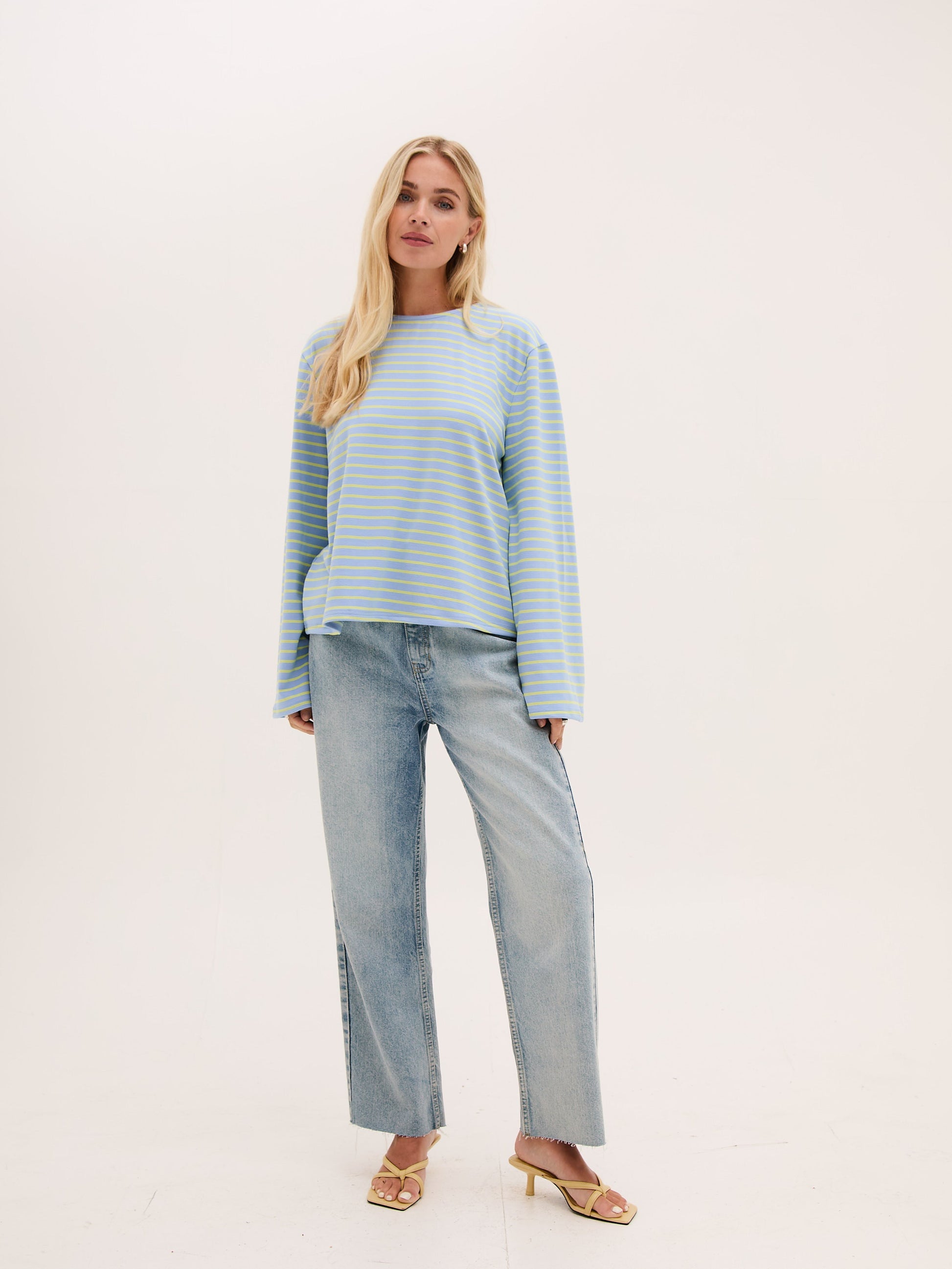 Celine Blue & Yellow Stripe Super Soft Top by Fika - Bare Fashion