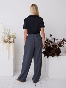 Lucia Premium Slate Wide Leg Comfort Trouser by Fika - Bare Fashion