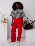 Lucia Premium Red Wide Leg Comfort Trouser by Fika - Bare Fashion