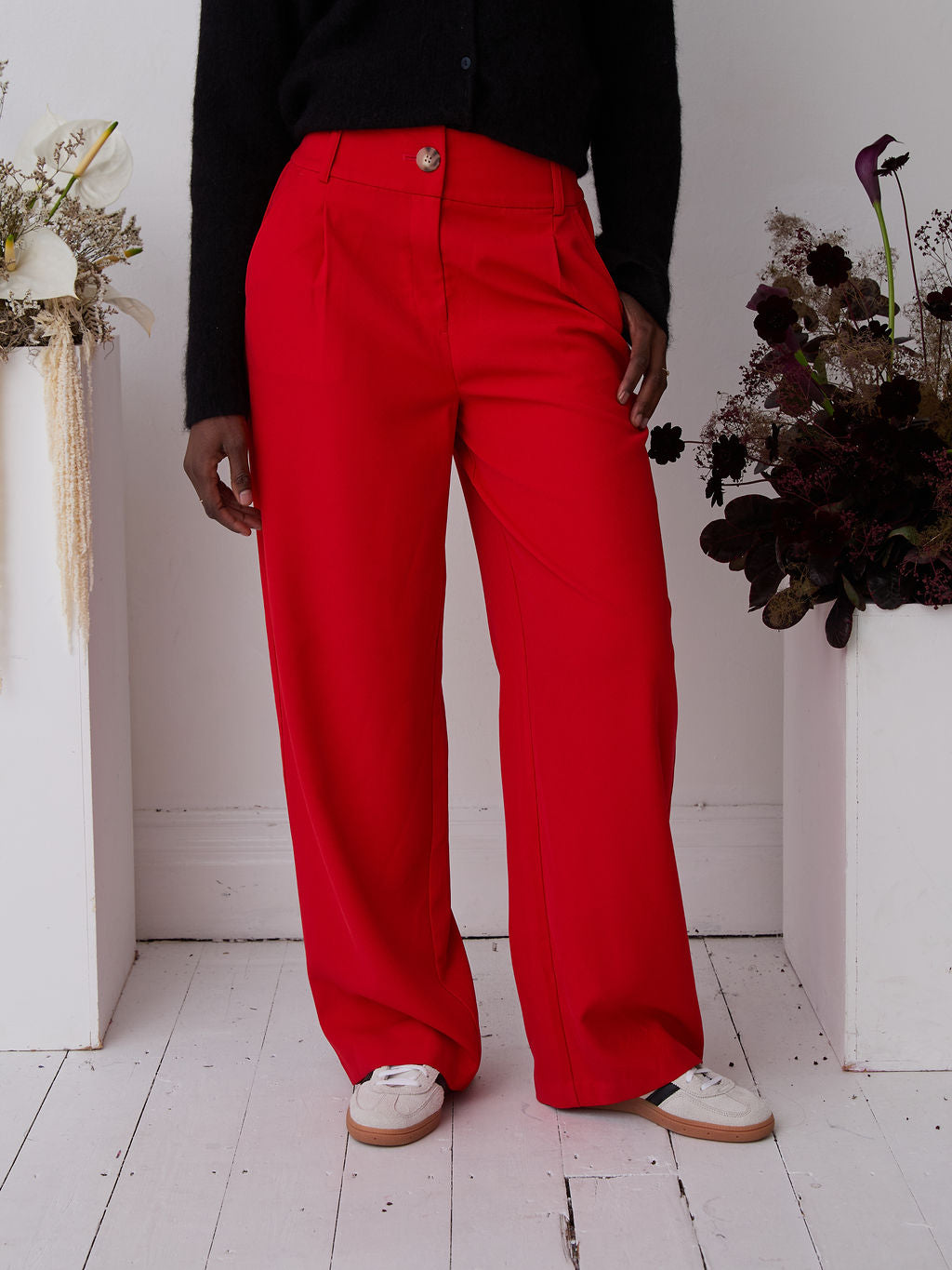 Lucia Premium Red Wide Leg Comfort Trouser