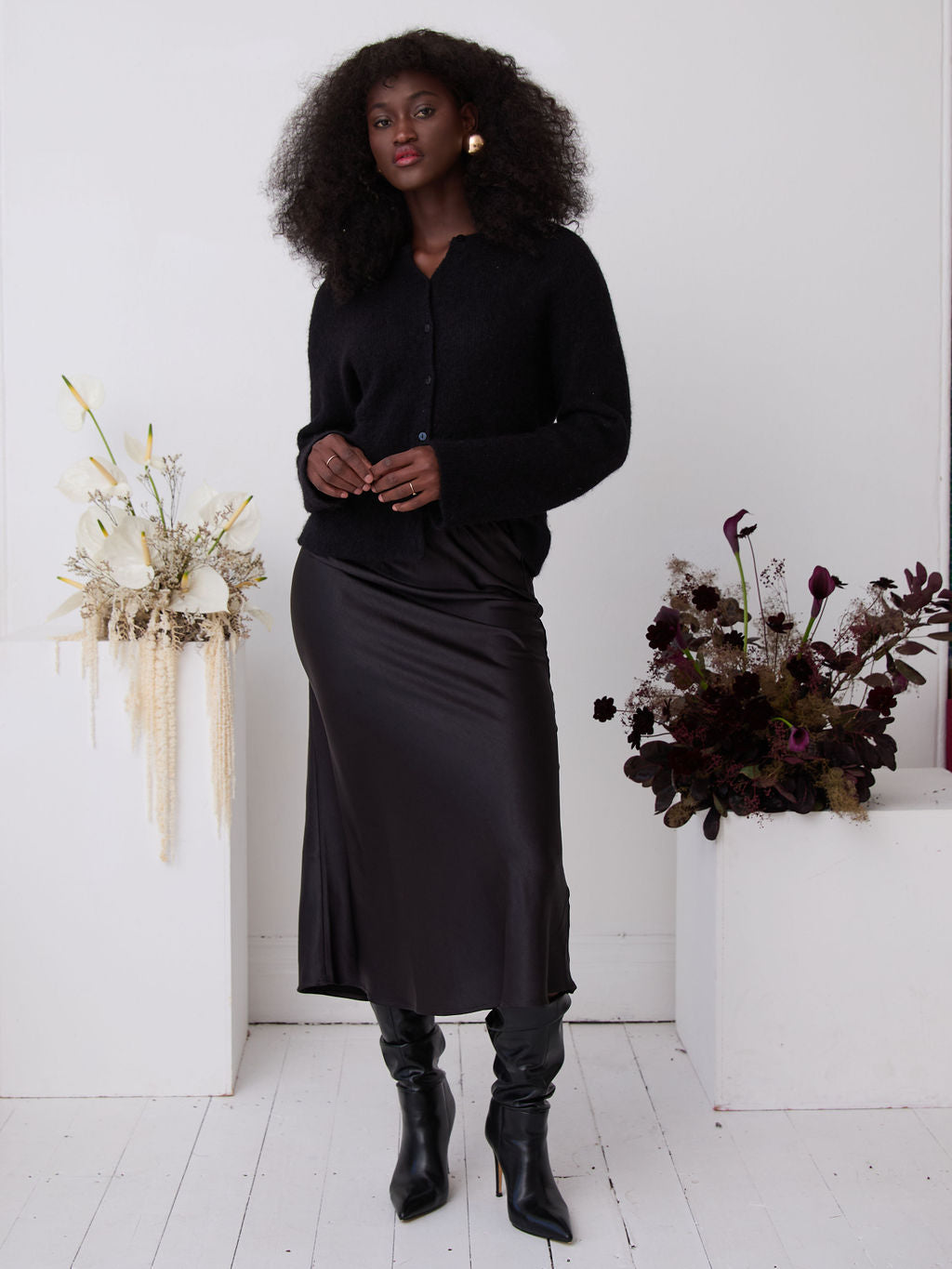 Angel Black Satin Skirt by Fika - Bare Fashion