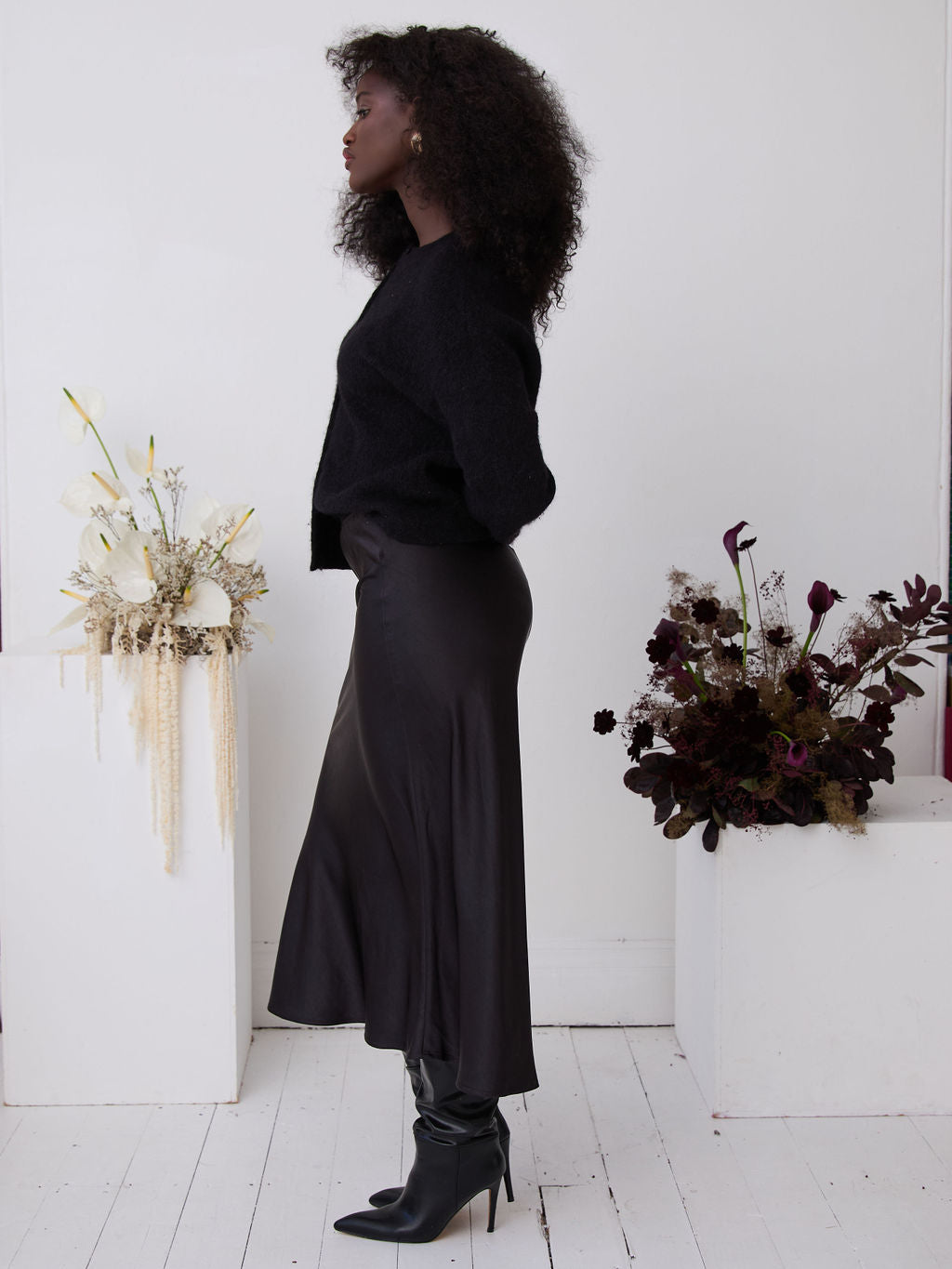 Angel Black Satin Skirt