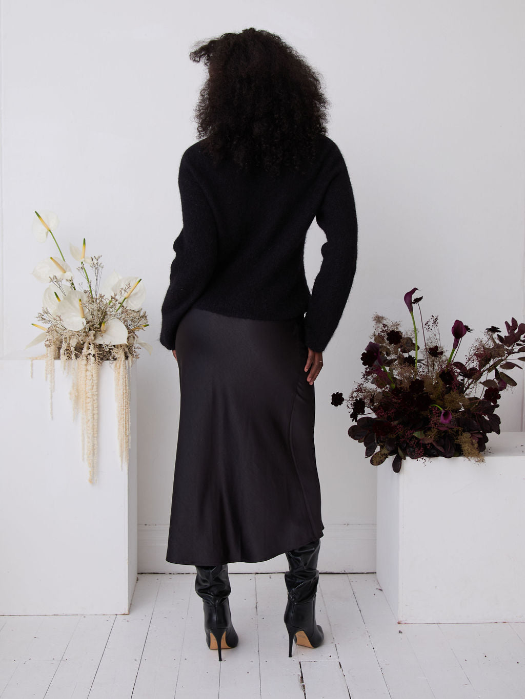 Angel Black Satin Skirt by Fika - Bare Fashion