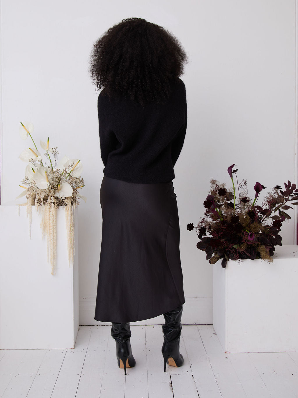 Angel Black Satin Skirt by Fika - Bare Fashion