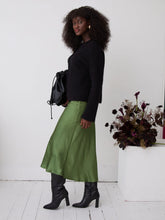 Load image into Gallery viewer, Angel Khaki Satin Skirt by Fika - Bare Fashion
