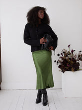 Load image into Gallery viewer, Angel Khaki Satin Skirt by Fika - Bare Fashion
