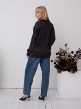 Load image into Gallery viewer, Freya Black Relaxed Satin Shirt by Fika - Bare Fashion
