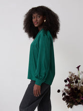 Load image into Gallery viewer, Freya Green Relaxed Satin Shirt by Fika - Bare Fashion
