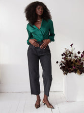 Load image into Gallery viewer, Freya Green Relaxed Satin Shirt by Fika - Bare Fashion
