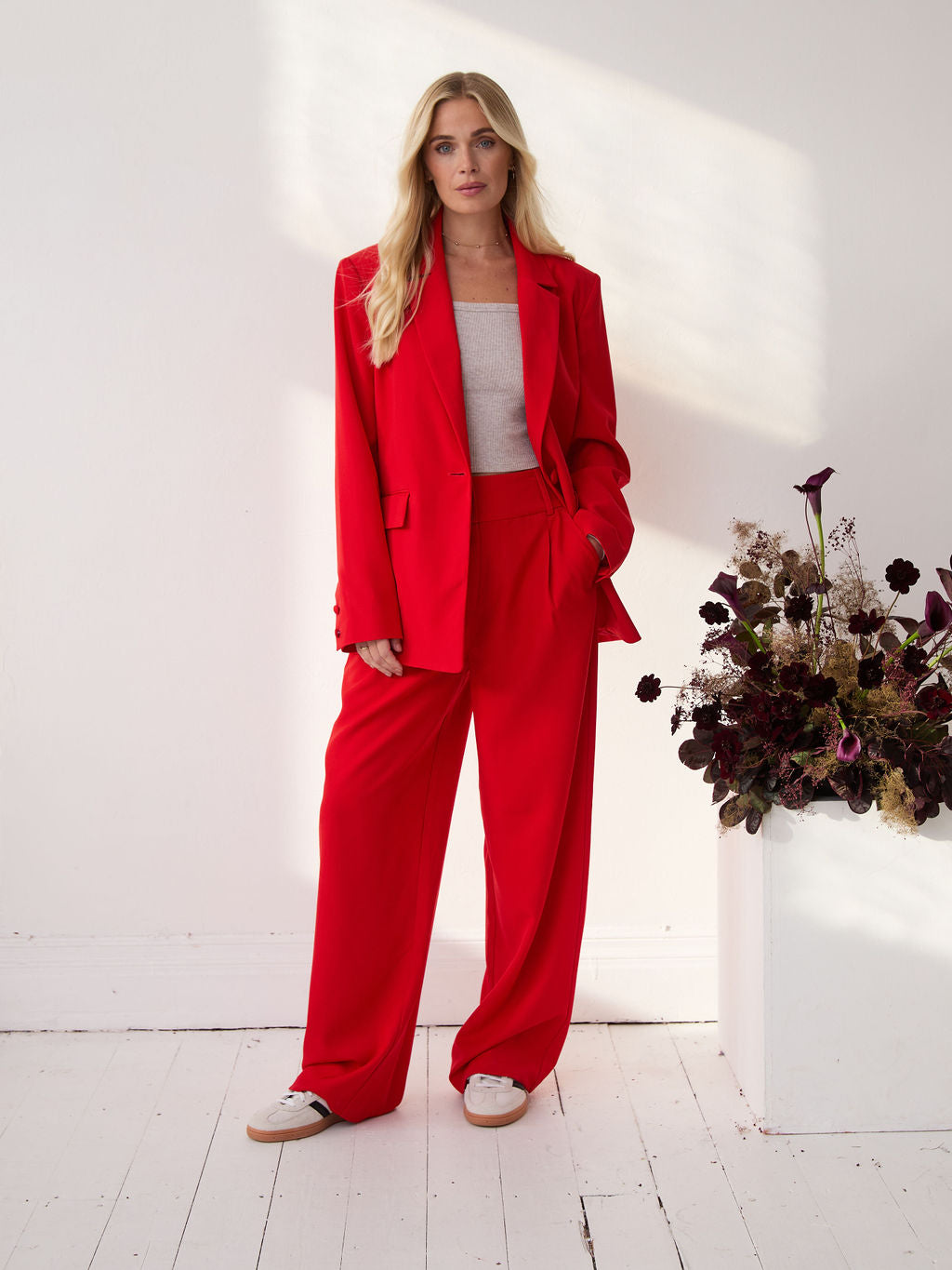 Haley Premium Red Blazer by Fika - Bare Fashion