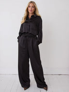 Ebba Black Satin Trousers by Fika - Bare Fashion