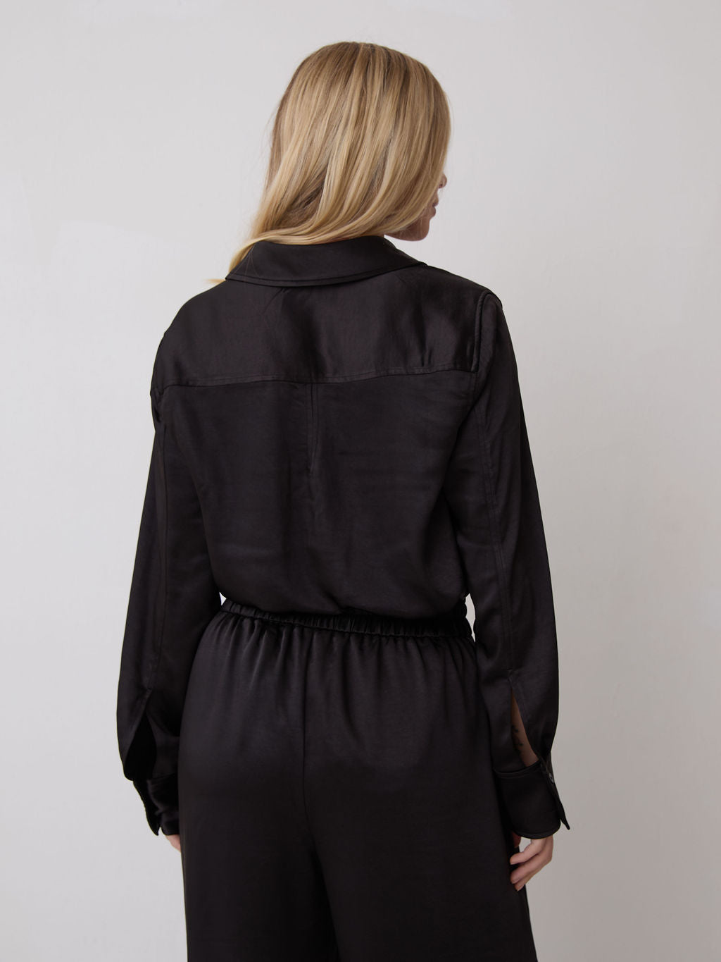 Ebba Black Satin Trousers by Fika - Bare Fashion
