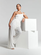 Ivory Pleated Wide Leg Trouser by InFlair - Bare Fashion