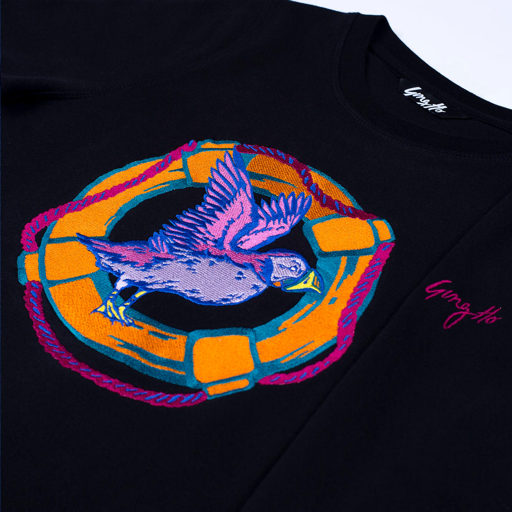 Puffin Lifesaver Embroidered Sweatshirt Dress SAMPLE by Gungho London - Bare Fashion