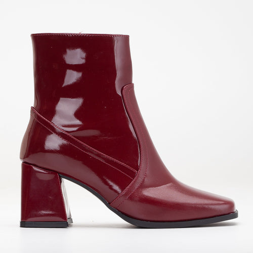 Maya - Burgundy Patent Ankle Boots by Prologue Shoes - Bare Fashion