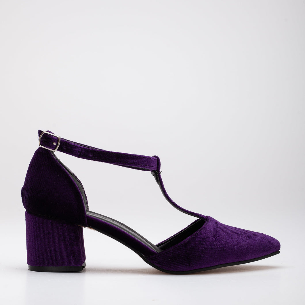 Anicette - Purple Velvet Heels by Prologue Shoes - Bare Fashion