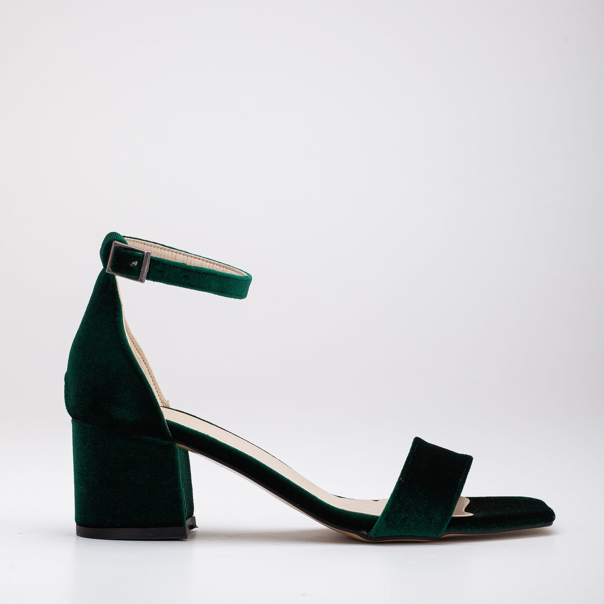 Jess - Green Velvet Sandals by Prologue Shoes - Bare Fashion