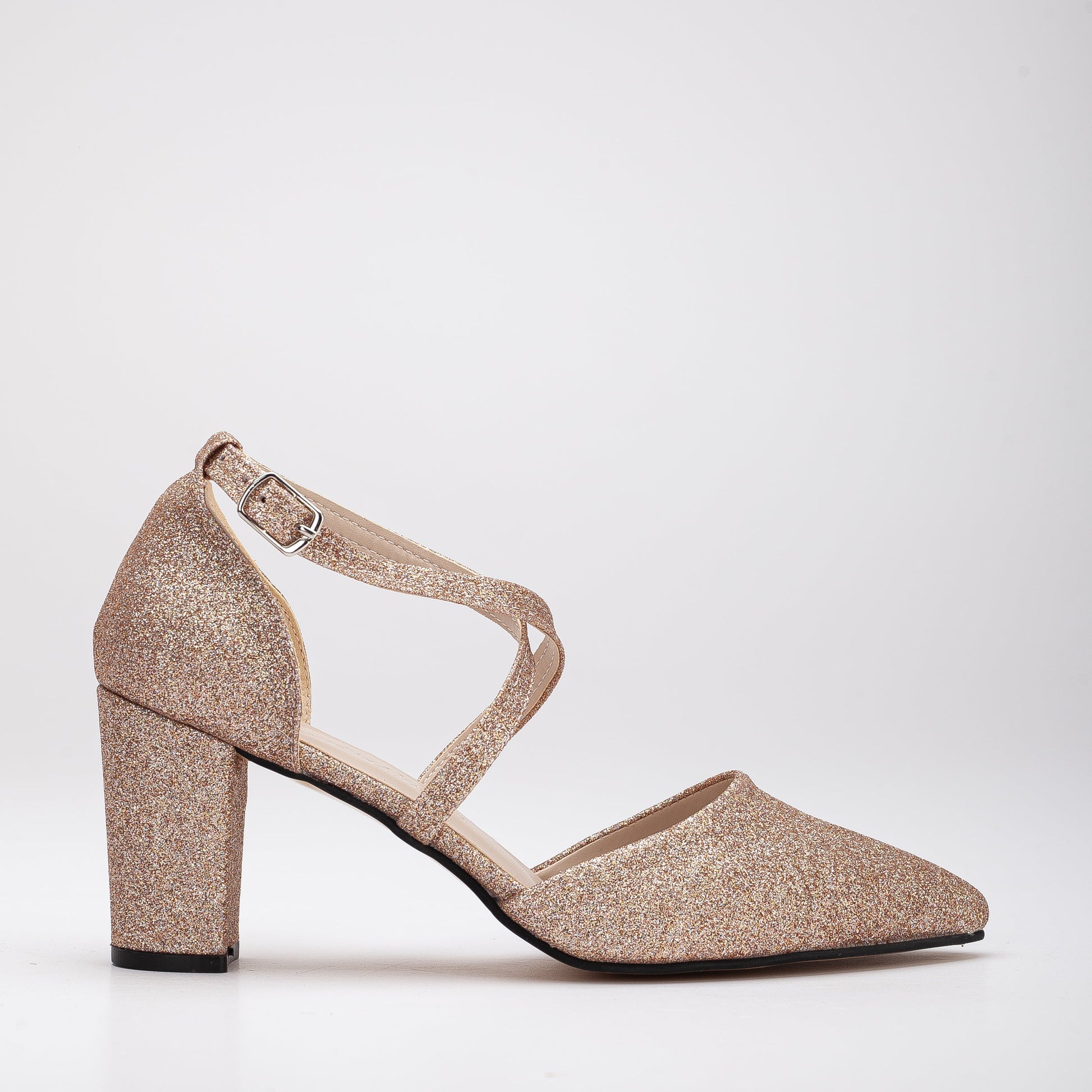 Sina - Rose Gold Glitter Wedding Shoes by Prologue Shoes - Bare Fashion