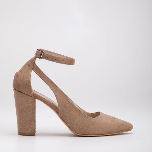 Colette - Beige Suede Heels by Prologue Shoes - Bare Fashion