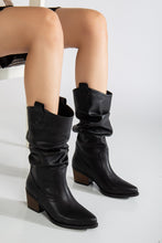 Load image into Gallery viewer, Bonnie - Black Slouch Western Boots by Prologue Shoes - Bare Fashion
