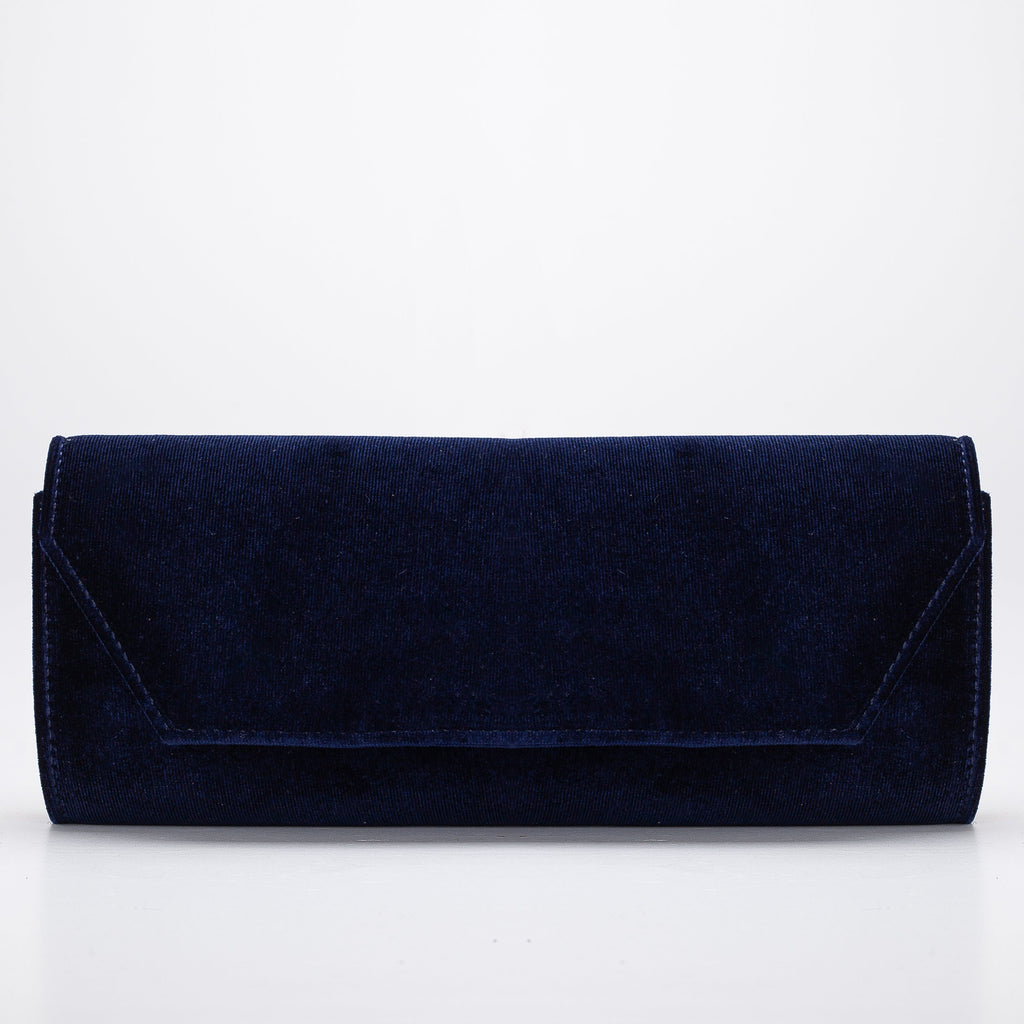 Scarlett - Blue Velvet Clutch by Prologue Shoes - Bare Fashion