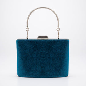 Alba - Teal Blue Velvet Clutch by Prologue Shoes - Bare Fashion