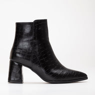 Lilith - Black Crocodile Ankle Boots by Prologue Shoes - Bare Fashion