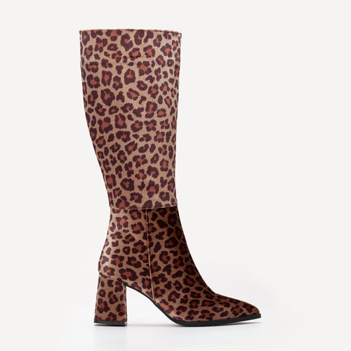 Liza - Leopard Print Knee High Boots by Prologue Shoes - Bare Fashion