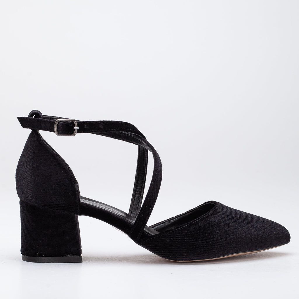 Dolly - Black Velvet Heels by Prologue Shoes - Bare Fashion