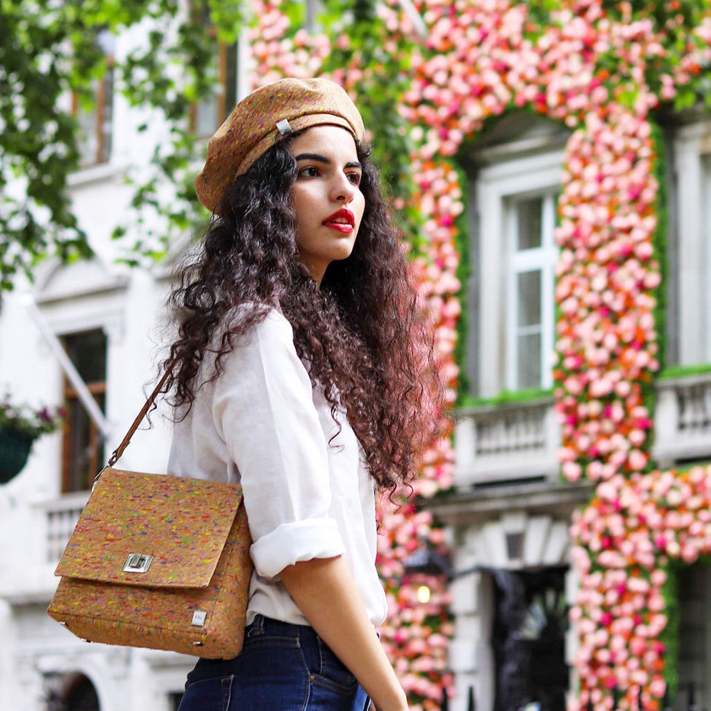 Fabrikk VELA LED Cork Handbag | Multicoloured Fleck | Vegan Leather by FABRIKK - Bare Fashion