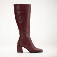 Celeste - Burgundy Matt Knee High Boots by Prologue Shoes - Bare Fashion