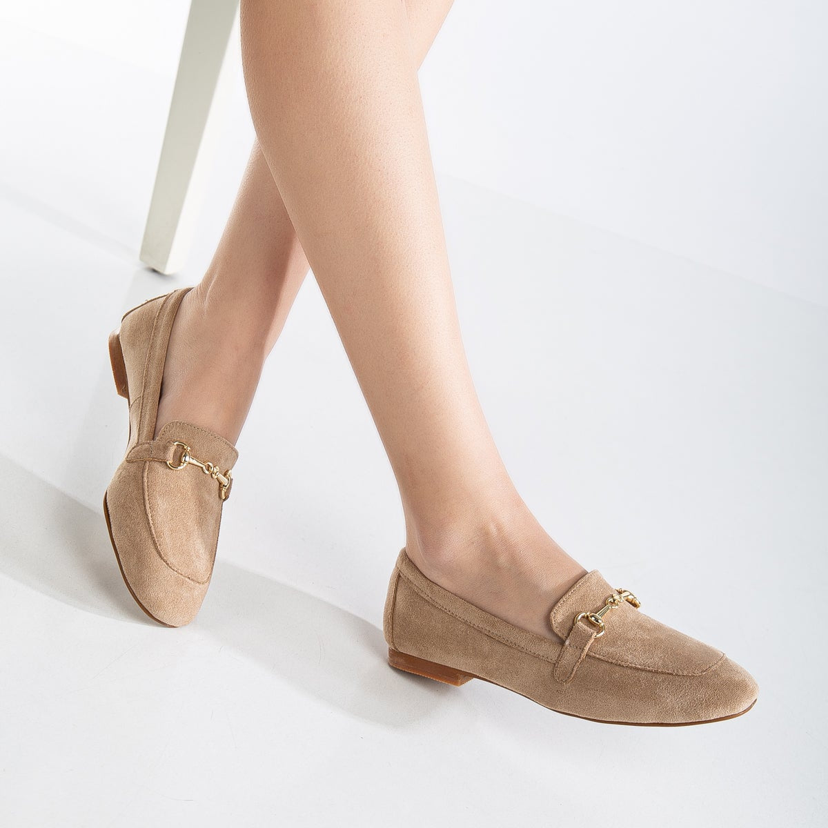 Olly - Dark Beige Suede Horsebit Loafers by Prologue Shoes - Bare Fashion