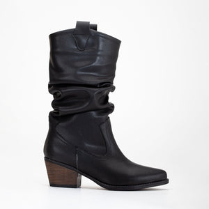 Bonnie - Black Slouch Western Boots by Prologue Shoes - Bare Fashion