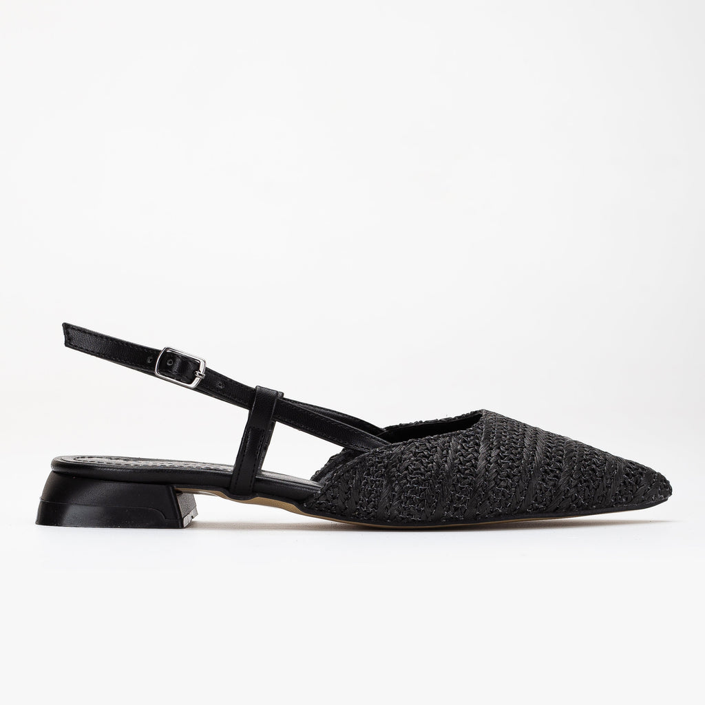Riley - Black Woven Slingback Flats by Prologue Shoes - Bare Fashion