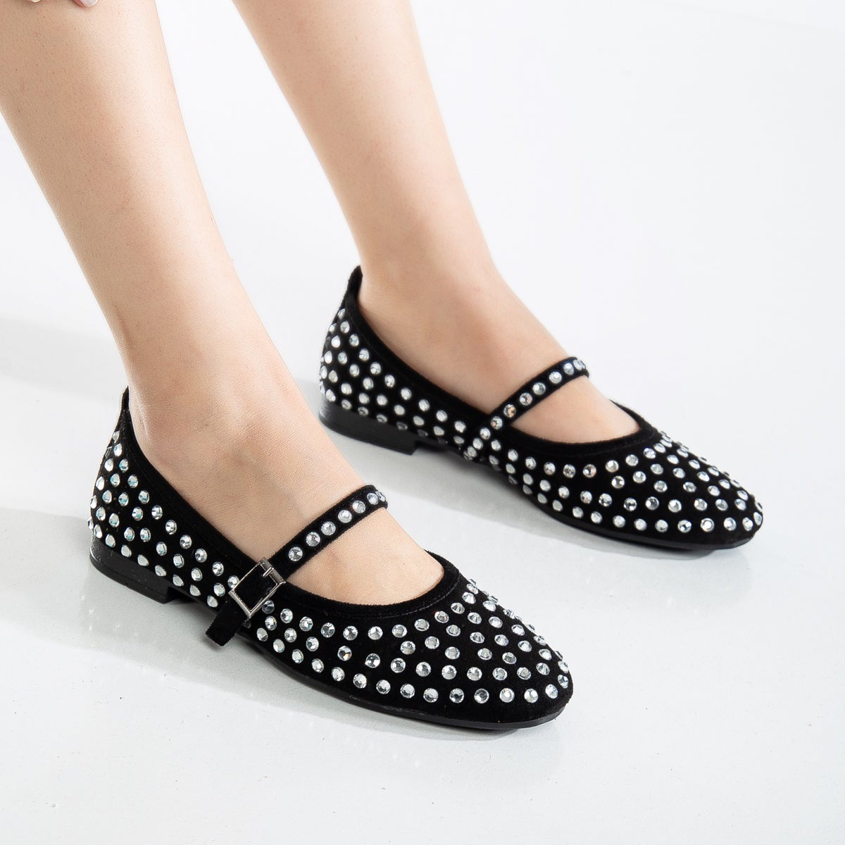 Emilie - Studded Crystal Mary Jane Flats by Prologue Shoes - Bare Fashion