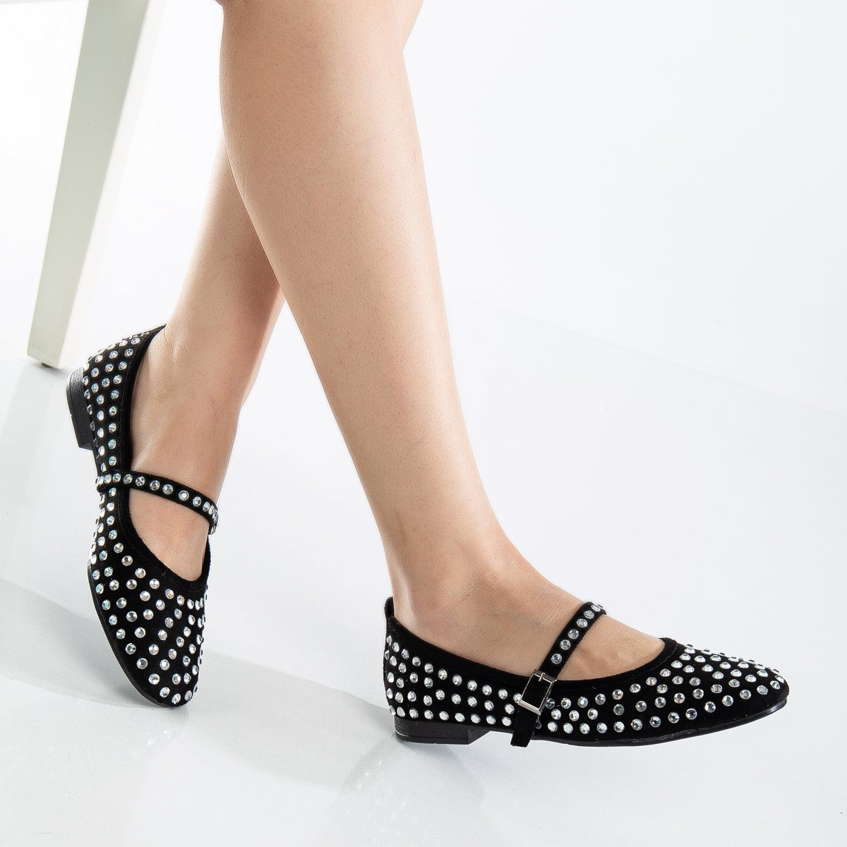 Emilie - Studded Crystal Mary Jane Flats by Prologue Shoes - Bare Fashion