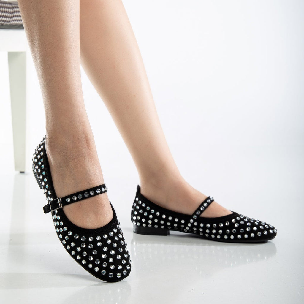 Emilie - Studded Crystal Mary Jane Flats by Prologue Shoes - Bare Fashion