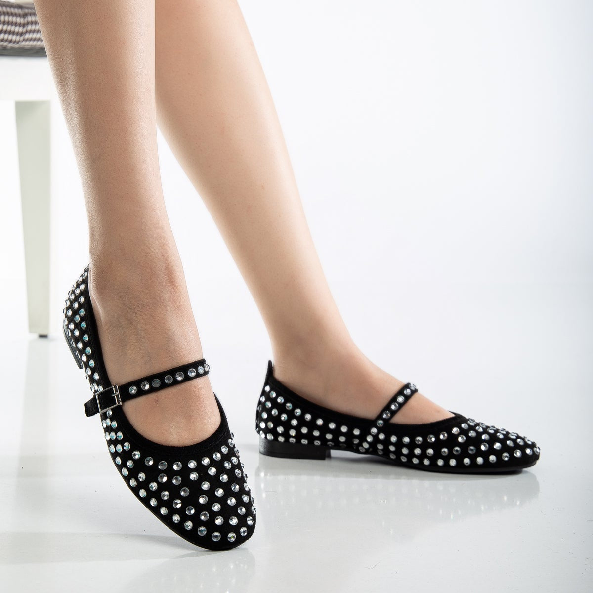 Emilie - Studded Crystal Mary Jane Flats by Prologue Shoes - Bare Fashion