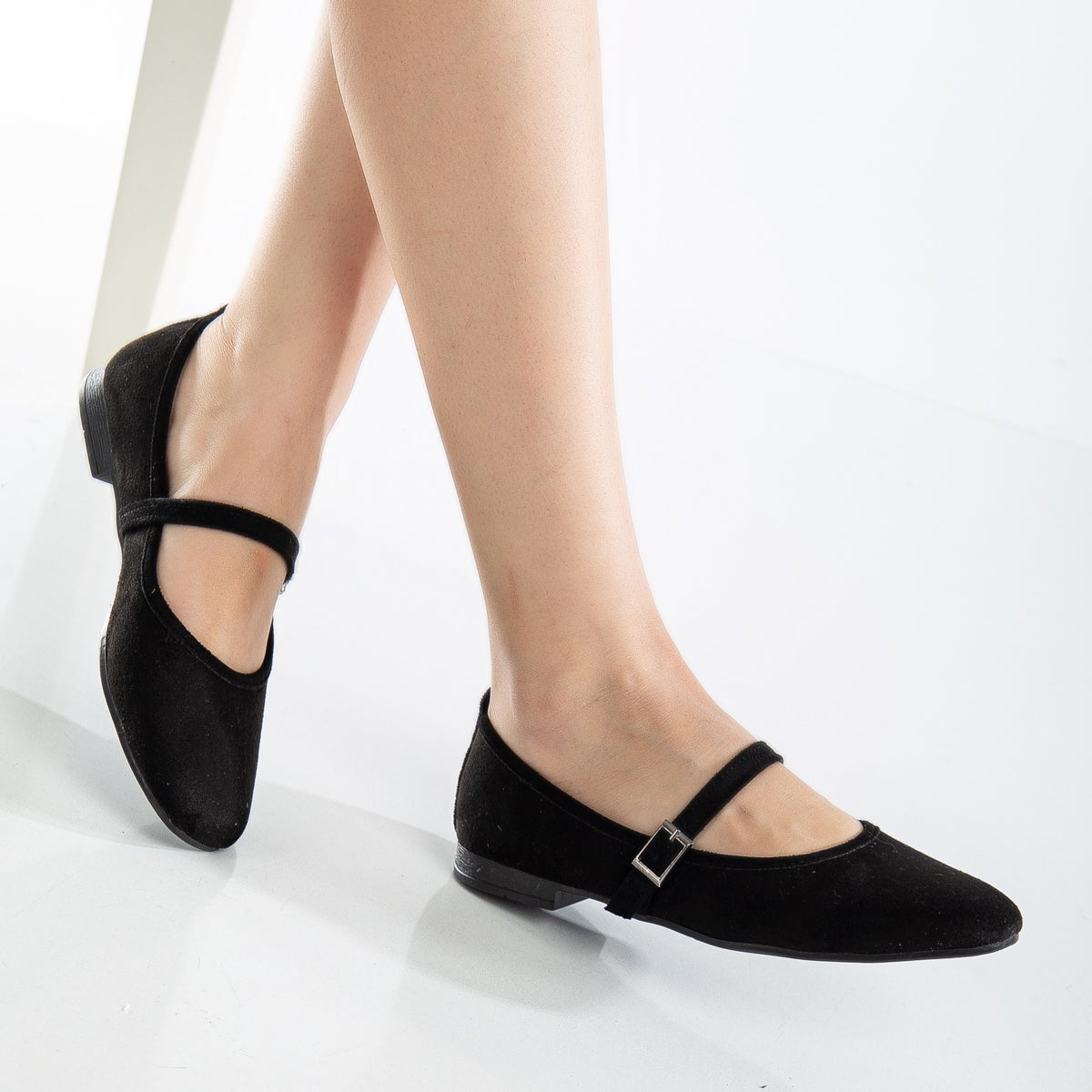Emilie - Black Suede Mary Jane Flats by Prologue Shoes - Bare Fashion