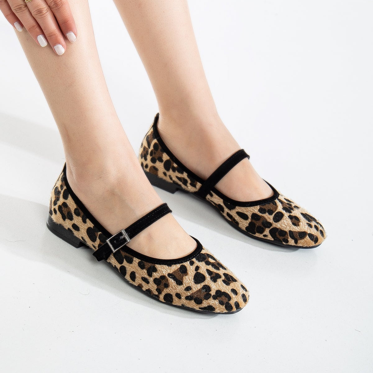 Emilie - Leopard Suede Mary Jane Flats by Prologue Shoes - Bare Fashion