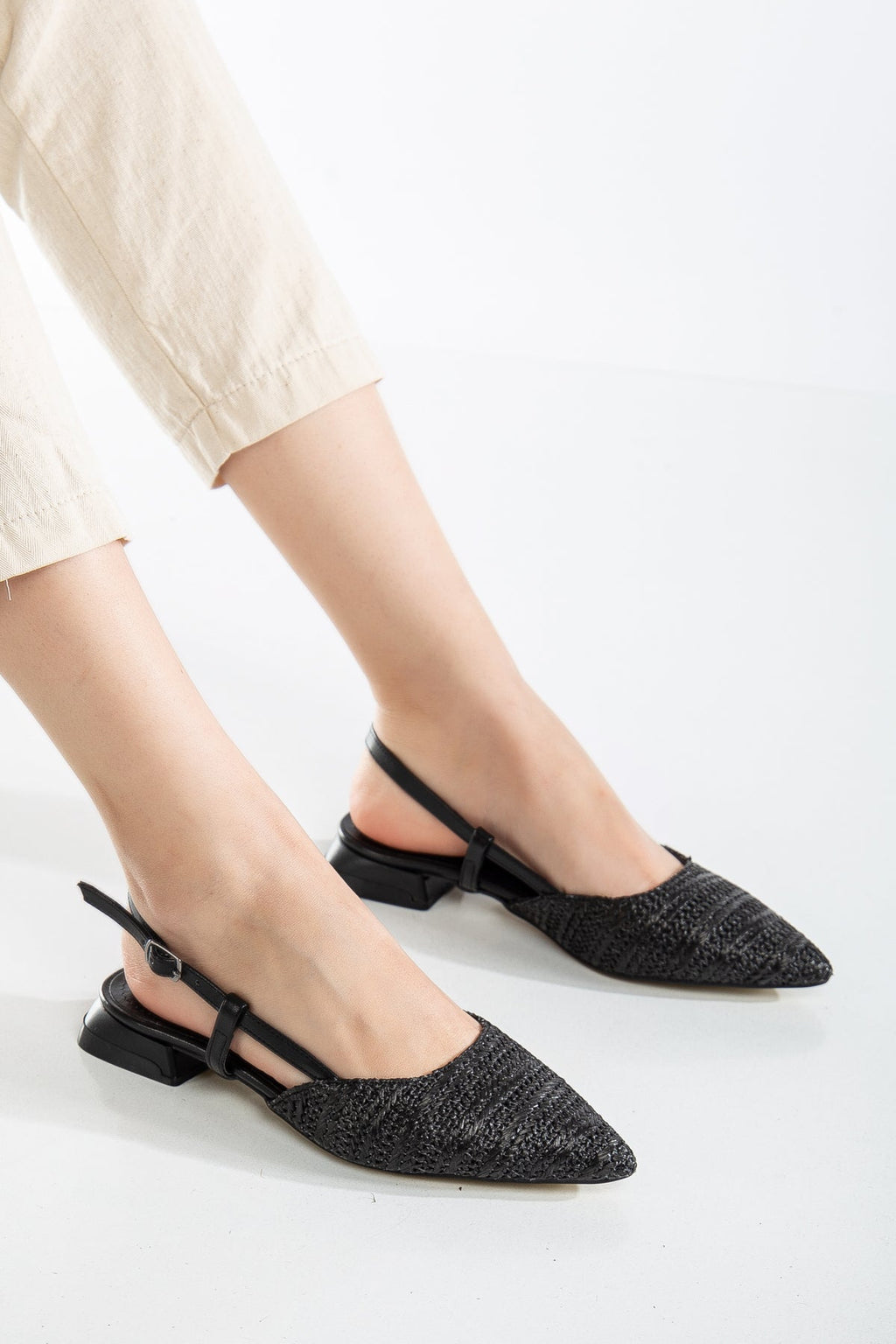 Riley - Black Woven Slingback Flats by Prologue Shoes - Bare Fashion