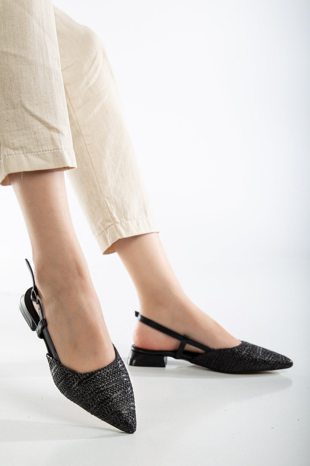 Riley - Black Woven Slingback Flats by Prologue Shoes - Bare Fashion
