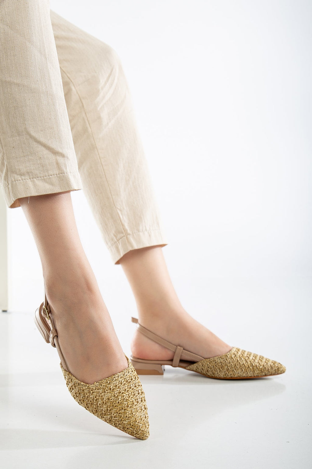 Riley - Beige Woven Slingback Flats by Prologue Shoes - Bare Fashion