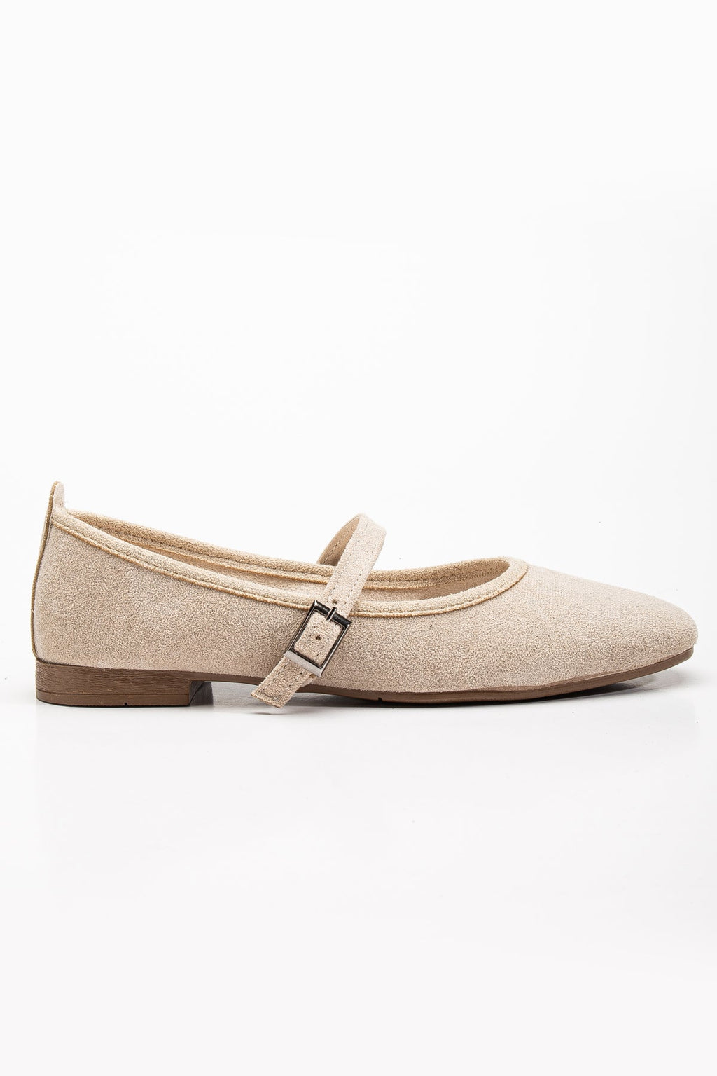 Emilie - Beige Suede Mary Jane Flats by Prologue Shoes - Bare Fashion