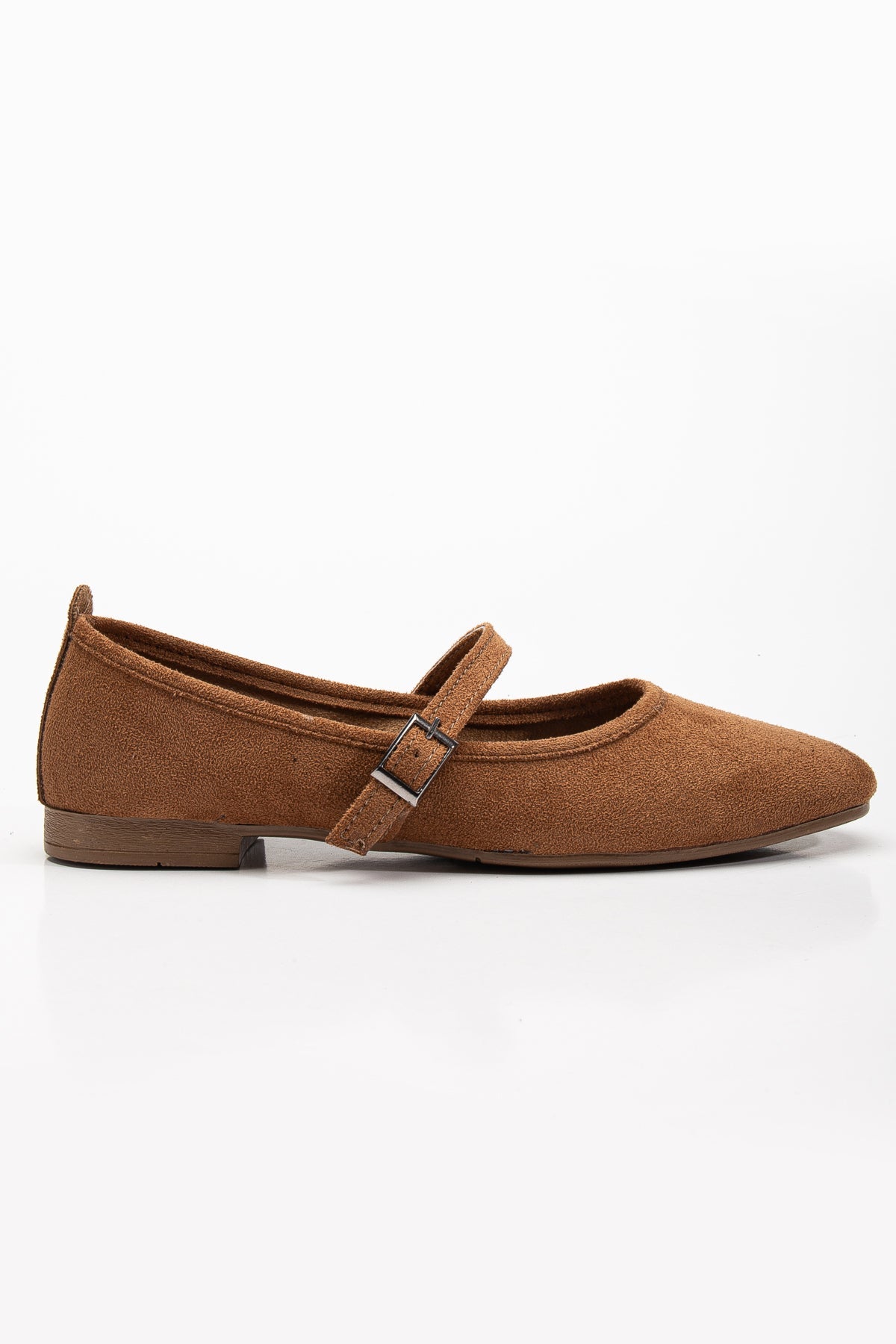 Emilie - Cognac Brown Suede Mary Jane Flats by Prologue Shoes - Bare Fashion